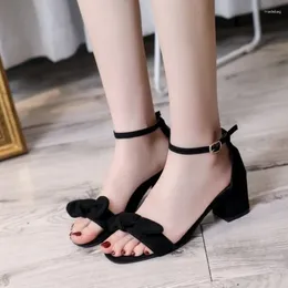 Dress Shoes Summer 2024 High Heels Women's With Open Toe Suede Sexy Word Buckle Women Sandals Ankle Strap Rome Size 34-40