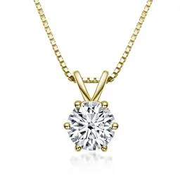 Collana classica a sei artigli D Color One Moissanite per donna Gioielli pendenti versatili in argento puro 925