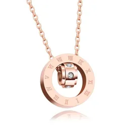 Roda da felicidade pingente colares zircão numeral romano bolo rosa ouro adorável designer acessórios feminino meninas aço inoxidável j270z