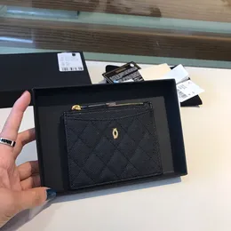 Women's Credit Card Purse Fashion designer wallet Men's Women's ID Card Bags Luxury Top Skin Leather Zipper Pocket wallts lady holder leather coin purse gift with boxes