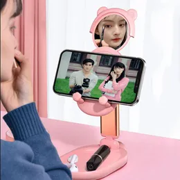 Portable Mobile Phone Bracket with Mirror Desktop Cute Lazy Tablet Universal Stand