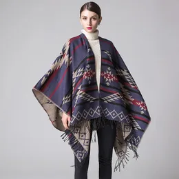 Marka Poncho Capes Kadınlar Kış Keşesi Şal Bayanlar Vintage Plaid Battaniye Örgü Sarma Kaşmir Kadın Echarpe Pashmina Poncho YG084 231229