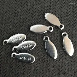 Charms rostfritt stål tagg bowling boll bit oval halsband slut hänge diy tillbehör kan graveras logotyp