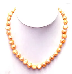 Collane con pendente Qingmos Collana di perle rosa d'acqua dolce naturali per le donne con girocolli barocchi da 9-10 mm 17 "Gioielli raffinati Collier Nec5625