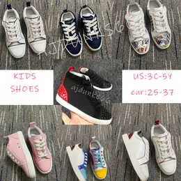 New Kids Designer Red Bottoms Casual Shoes Loafere Rivets Low Studed Kid Designers Shoe Children Fashion Bottomes Trainers Eur21-37