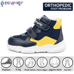 Ortic Kinder-Sneaker für Mädchen und Jungen, hohe Knöchelunterstützung, Lederschuhe zur Behandlung und Vorbeugung von Plattfüßen auf Zehenspitzen, 231229