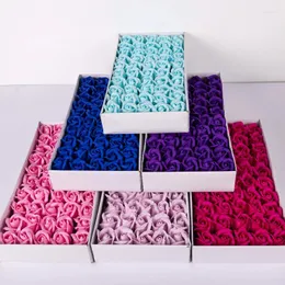 装飾的な花50pcs diy石鹸ローズヘッド永遠に5cmの人工花の結婚式の花束ホームデコレーションシミュレーションバレンタインギフト