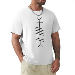 Herren-T-Shirts Irish Ogham – „Gra“ (Liebe), schwarzes T-Shirt, schlichtes Grafik-Oversize-Shirt für Herren