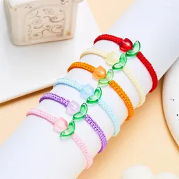 Charm Bracelets Candy Colored Tulip Handmade Woven Bracelet For Women Girls Fashion Design Simple Spring Floral Friendship Wholesale