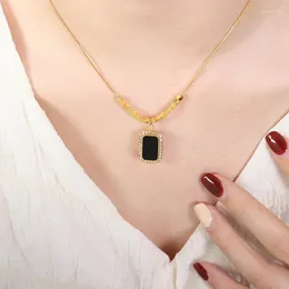 Anhänger Halsketten INS 18K Gold plattiert Edelstahl quadratische geometrische Perlen für Frauen wasserdichtes hypoallergener Schmuck Geschenk