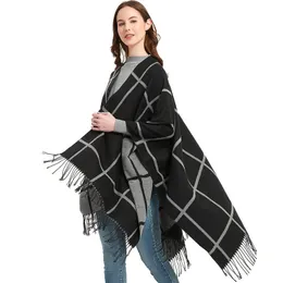 Mode Kaschmir Frauen Plaid Split Quaste Doppelseitige Schal Winter Warme Schal Wrap Weibliche Bequeme Vintage Dicke Decke 231229