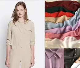 Blusas de mujer, camisa para mujer, Blusa de manga larga informal de Color sólido ajustada con cuello vuelto de seda 2024