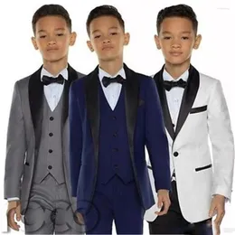 Ternos masculinos branco menino terno conjunto crianças para casamentos baile de formatura crianças formal vestido meninos smoking (jaqueta calças colete)