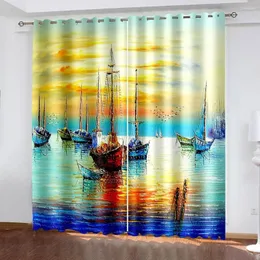 Curtain Oil Painting Scenery Autumn Two Drape Thin Window Curtains For Living Room Bedroom Decor 2 Pieces