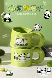Tazas Lindo Panda Taza de cerámica de gran capacidad Té y café Desayuno Adecuado para niñas Parejas Regalos de Navidad
