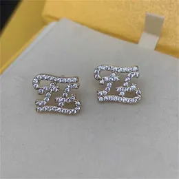 Fenjia f Letter Letter Rhinestone 놋쇠 재료 패션 다목적 New 925 Silver Needle Earrings for Women