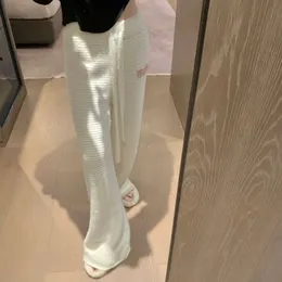 Kadın Taytlar MM Aile Sonbahar/Kış Nuo Ji Stripe Boncuklu Mektup Örme Pantolon Yüksek Bel Çok Yönlü İşlemeli