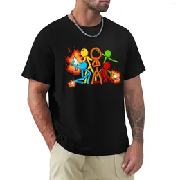 Erkek Tişörtleri Alan Becker Fire Fare Pickaxe T-Shirt ile Beş Çubuk Figürü Tişört Gömlek Tasarımcısı Erkekler