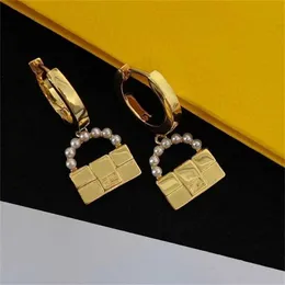 Fenjia f Letter Pearl Bag Brass New 925 Silver Needle Fashion Versatile Earrings 35% 할인