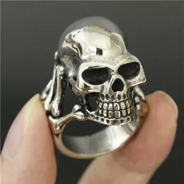 3pcs lot New Arrival Heavy Ghost Skull Ring 316L Stainless Steel Fashion jewelry Band Party Skull Cool Man Ring2806