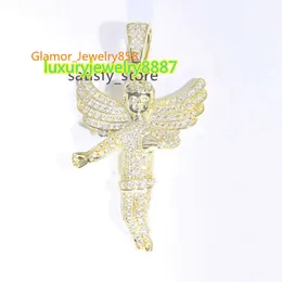 RTS Hiphop Angel Color D Moissanite Diamond Sterling Sier Necklace Pendant for Cuban Chain