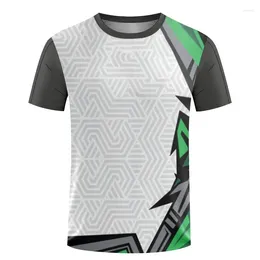 Camiseta masculina camiseta masculina camiseta impressa de secagem rápida de fitness de fitness de fitness ao ar livre, correndo, respirável em mangas curtas badminton top