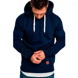 Men's Hoodies 2024 Fashion Mens Hooded Sweatshirt Long Sleeve Autumn Casual Boy Blouse Brand Solid Sweatshirts Male