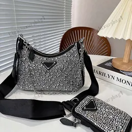 Набор из 2 предметов Re-Edition Duchess Diamond Crossbody Сумка Дизайнерские сумки со стразами Женская модная сумка-тоут с цепочкой Классическая женская роскошная вечерняя сумка 240104