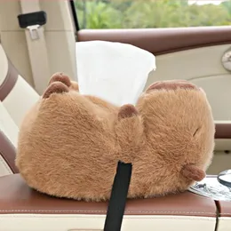 Sacos de armazenamento Capivara Caixa de tecido de carro com alça fixa assento de desenho animado saco de papel fofo animal de pelúcia adorável porta-guardanapo