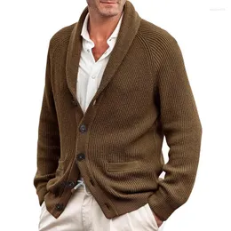 Мужские свитера, модный осенне-зимний свитер с длинными рукавами и шалевым воротником, вязаный кардиган, куртка, теплый трикотаж, тянет Pour Hommes
