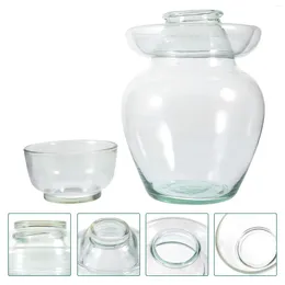 Storage Bottles Glass Pickle Jar Fermentation Household Transparent With Airtight Lid Container Vegetable
