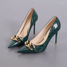 Scarpe eleganti ZOOKERLIN Catena a punta in metallo Décolleté da donna Tacchi a spillo Tinta unita Pelle PU da lavoro Elegante rombo