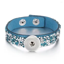 Bangle 12pcs snap jóias pulseiras para mulheres couro 18mm botões diy pulseira de botão intercambiável