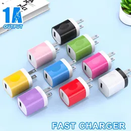 High Speed Colorful Mini Portable USA US AC Home Travel USB Wall Charger Power Adapters For Iphone 11 12 13 14 15 Pro max Samsung Xiaomi Huawei htc Android phone
