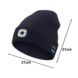 Береты, светодиодная шапка, мужская светящаяся шапка, перезаряжаемая Bluetooth-зимняя с высокой яркостью подсветки, беспроводная музыкальная вязаная шапка для кемпинга