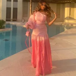 Partykleider Jiayigong One Shoulder Plissee Abend Formal Saudi-Arabien Chiffon Puffärmel Kleider Damen