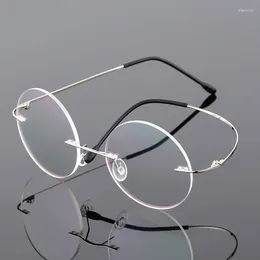 Sunglasses Frames Female Rimless Round Optical Glasses Frame Man Women Folding Titanium Alloy Ultralight Prescription Myopia Eyeglasses