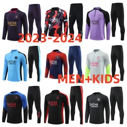 Paris Sportswear 23 24 Mbappe Kids and Men 23/24 Training von Football -Shirt Long Sleeve Soccer Jersey Uniform Erwachsener Junge Set 111