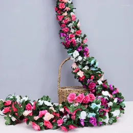 Fiori decorativi 45 teste di rosa fiore artificiale vite matrimonio decorazione della camera familiare giardino primaverile e autunnale pianta finta fai da te