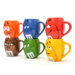 mm beans coffee mugs tea cups and mugs cartoon cute expression mark large capacity drinkware Christmas gift Y200104