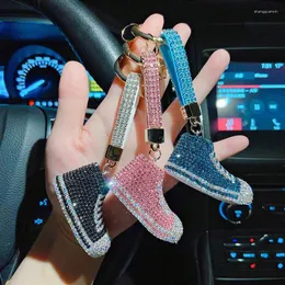 Keychains Est Glitter Shoes Key Chains 여성 모조 다이나 스톤 링 반짝이는 Keychain 2024 Charms Car Decorations