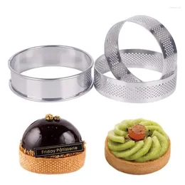 Baking Moulds 2-3pcs 8/10cm Round Tart Ring Stainless Steel Tartlet Mold Nonstick Circle Perforated Cake Mousse Molds English Muffin Rings