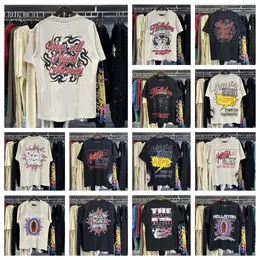 hellstar shirt Herren Y2K Harajuku Hip Hop Grafikdruck Übergroßes Rundhals-Baumwoll-T-Shirt Gothic Kurzarm-Tops
