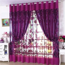 Curtain Transparent Curtains Tulle Windows Voile Valances Jacquard Rich Flower Floor-To-Ceiling Home Decoratio