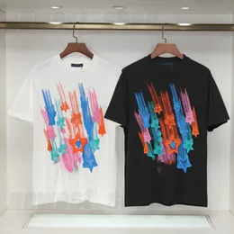 デザイナーメンズTシャツ夏Tシャツラグジュアリーパリレタージオメトリ5ポイントスタープリントカラーバックTシャツシンプルな服カジュアルスリムフィットティートップ