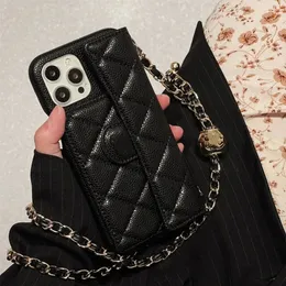 Crossbody Crossbody Carphstring Chain Phone Case مناسبة لـ iPhone 15 14 13 12 Pro Max Plus Prot Card Slot Cover Cover Leather Cover 240102