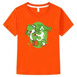 Şort% 100 Pamuk Çocuk Giysileri Erkekler/Kızlar Tshirt Süper Smash Bros Yoshi Gömlek Karikatür Baskı Çocuk Tişört Yaz Günlük Bebek Tees