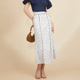 Skirts Spring 2024 Elegant Vintage Casual Faldas Mujer Sweet High Waist Floral Chiffon Skirt Women Japan Style Patchwork Jupe