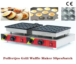 Double Pans Small Pancake Machine Poffertjes Machine with Nonstick Pan Poffertjes Grill Waffle Maker with 50 pcs Moulds7382861