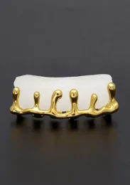 Gold Plated Teeth Grillz Volcanic Lava Drip Grills High Quality Mens Hip Hop Jewelry8214801